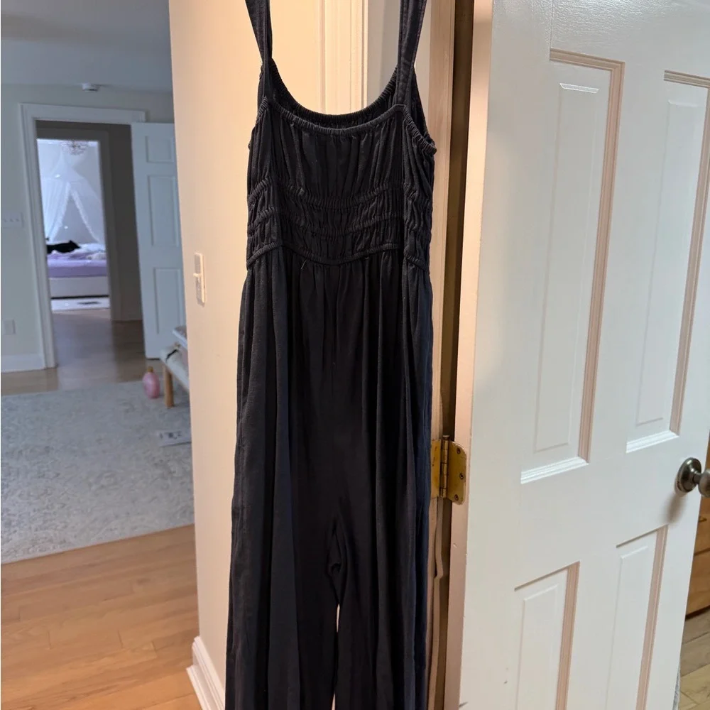 Madewell Navy Wide-Leg Sleeveless Jumpsuit
